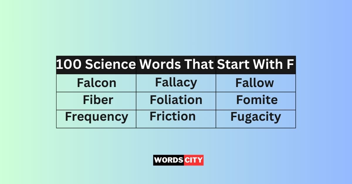 Science Words That Start With F