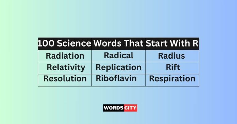 Science Words That Start With R