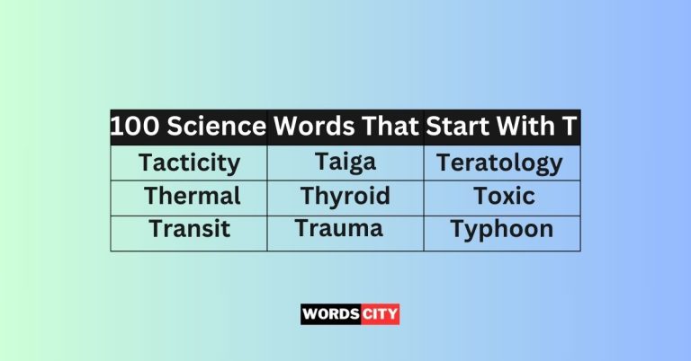 Science Words That Start With T