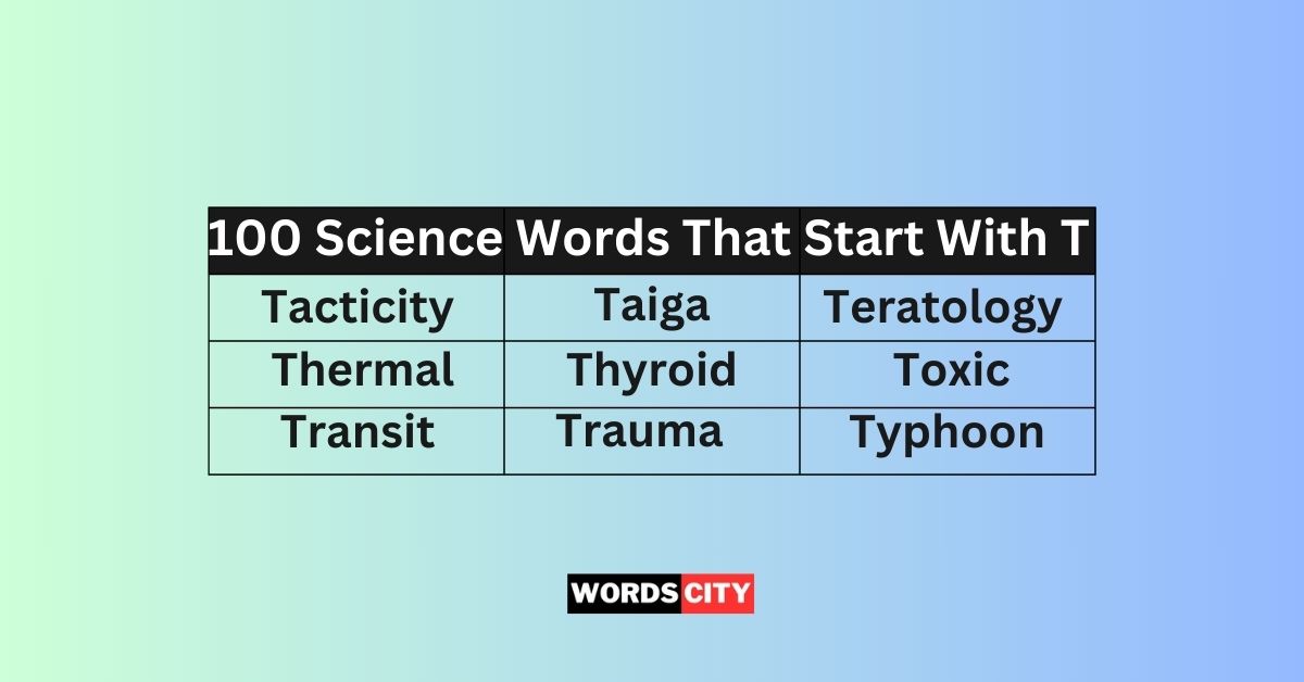 Science Words That Start With T