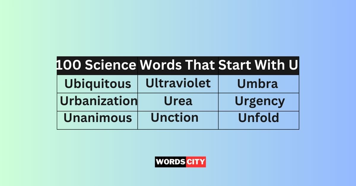 Science Words That Start With U