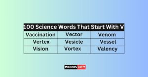 Science Words That Start With V