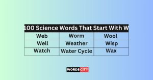 Science Words That Start With W