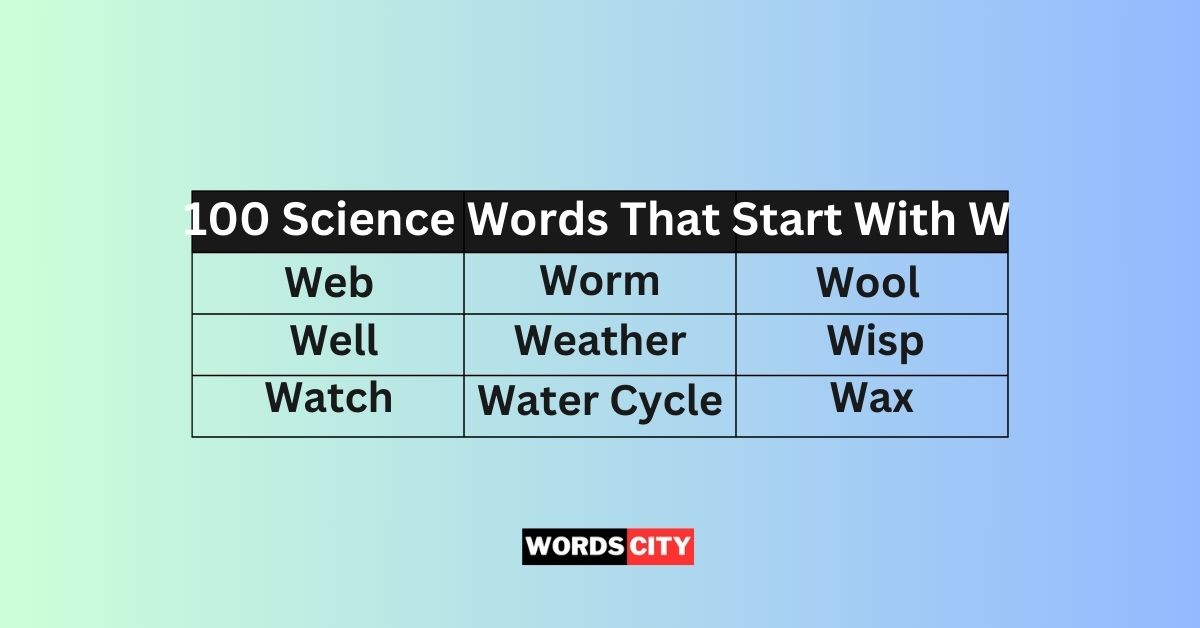 Science Words That Start With W