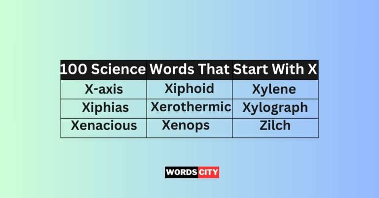 Science Words That Start With X