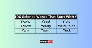 Science Words That Start With Y