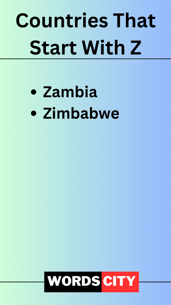 Countries That Start With Z