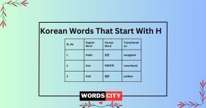 Korean Words That Start With H