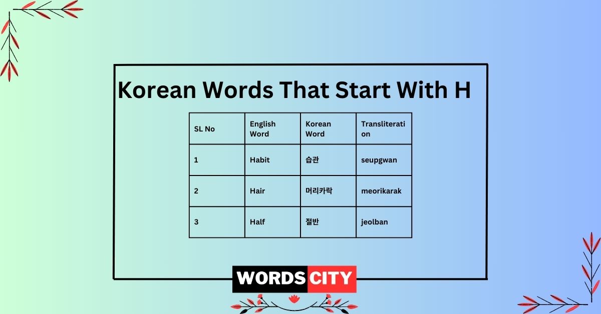 Korean Words That Start With H