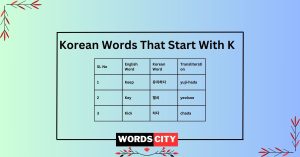 Korean Words That Start With K