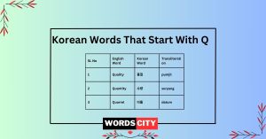 Korean Words That Start With Q