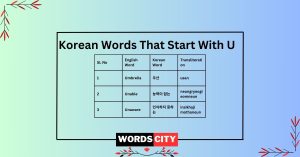 Korean Words That Start With U