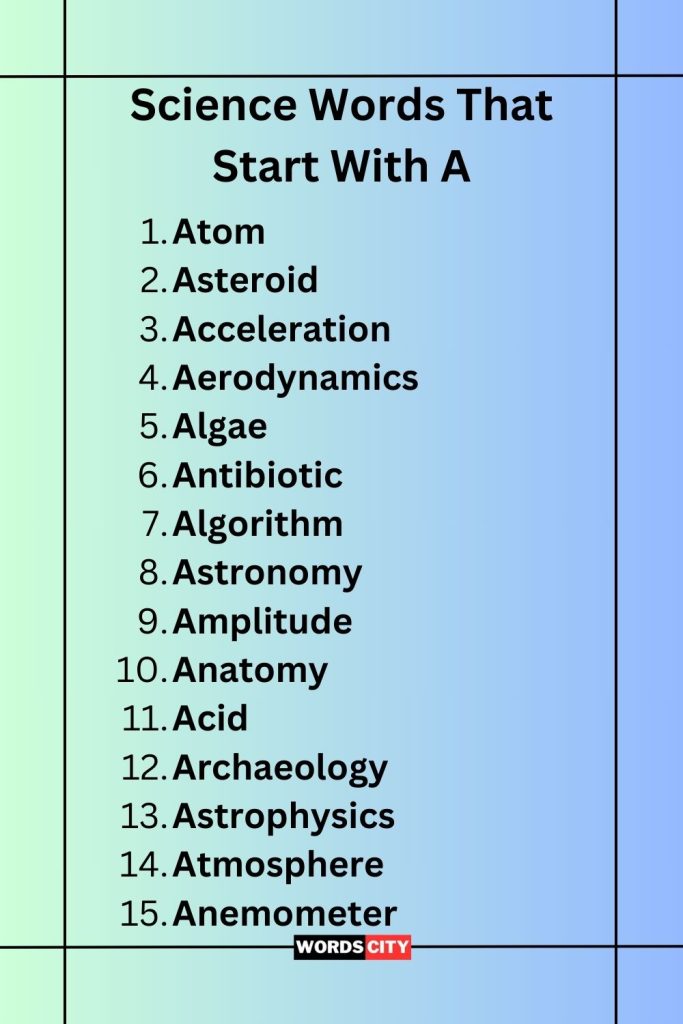 Science Words That Start With A