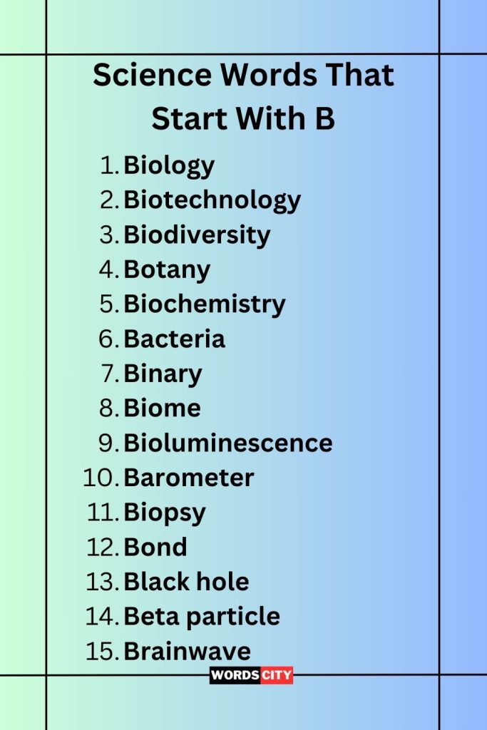 Science Words That Start With B