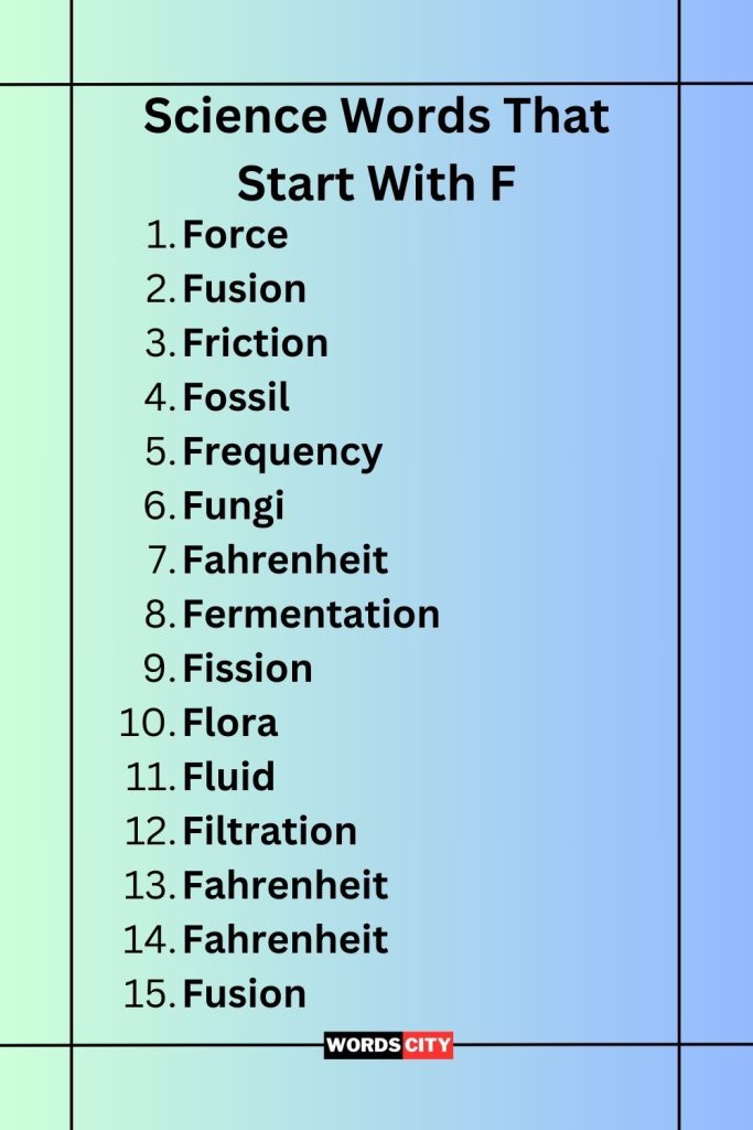 Science Words That Start With F