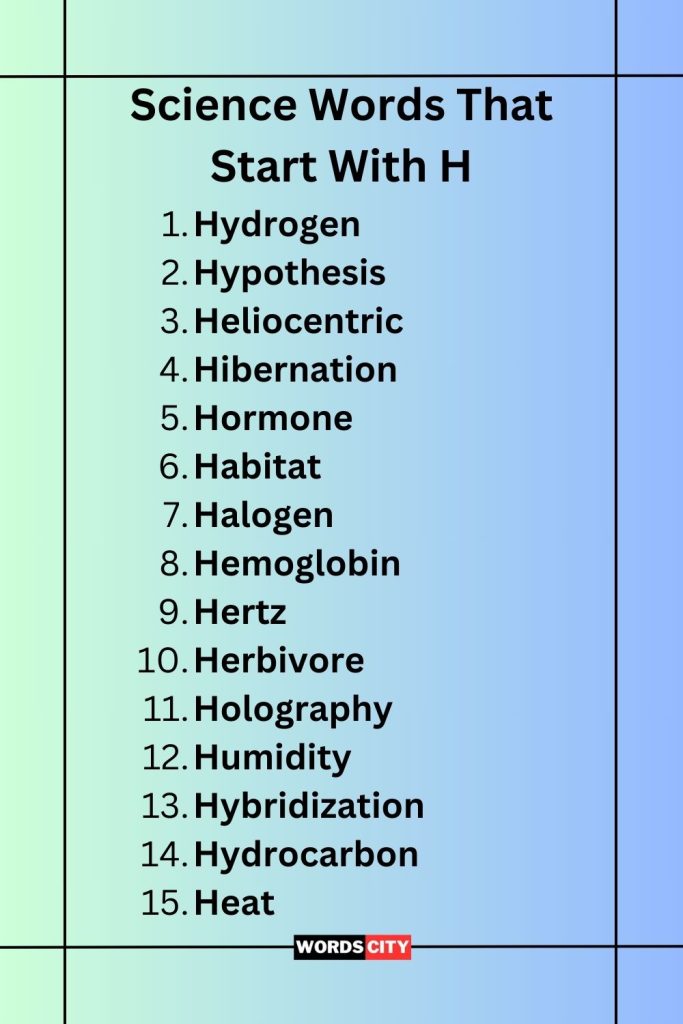 Science Words That Start With H