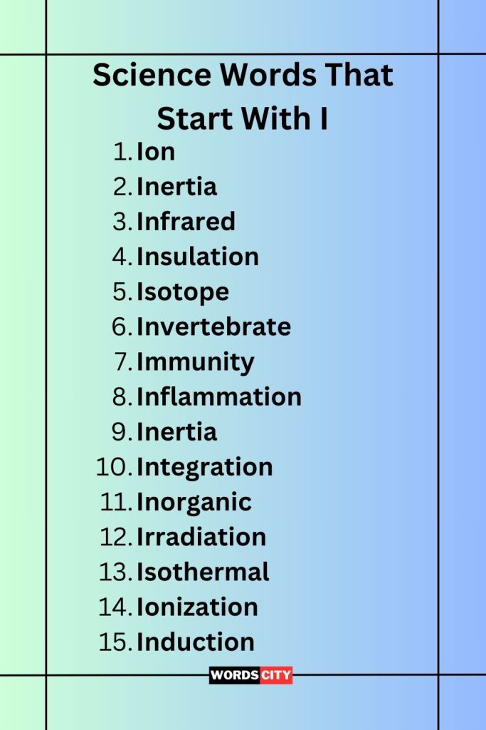 Science Words That Start With I