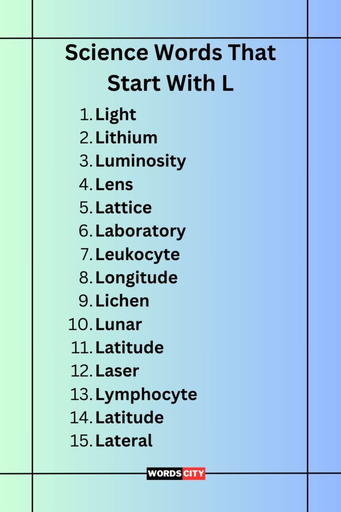 Science Words That Start With L