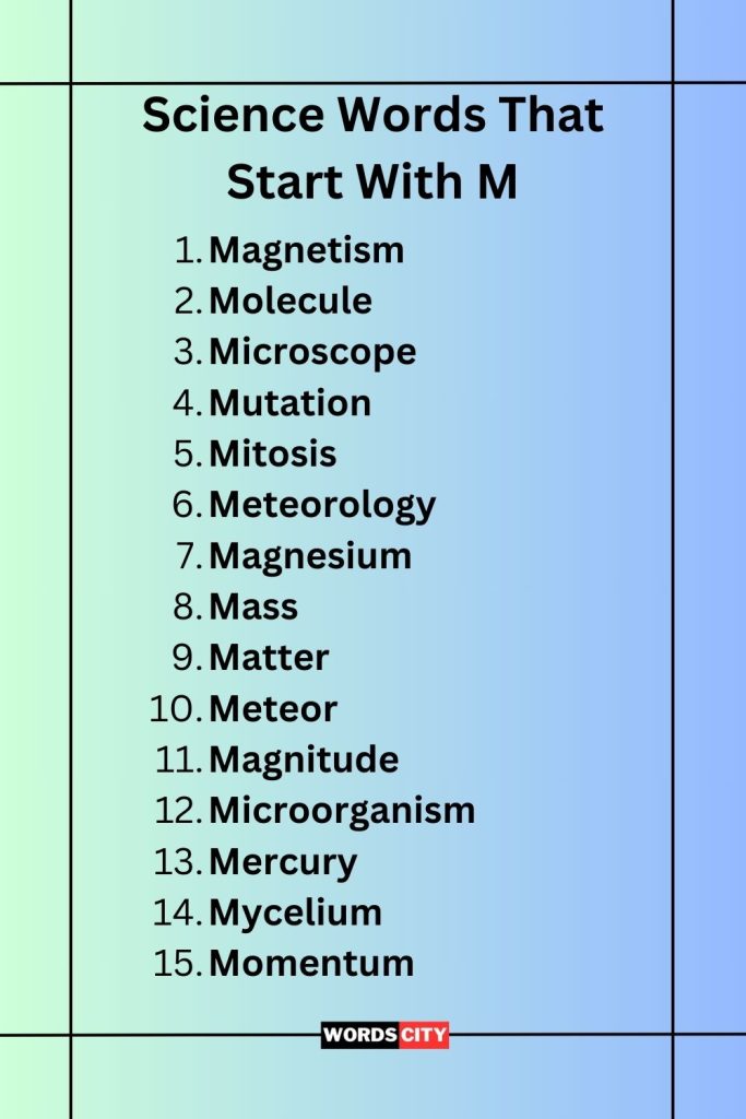 Science Words That Start With M