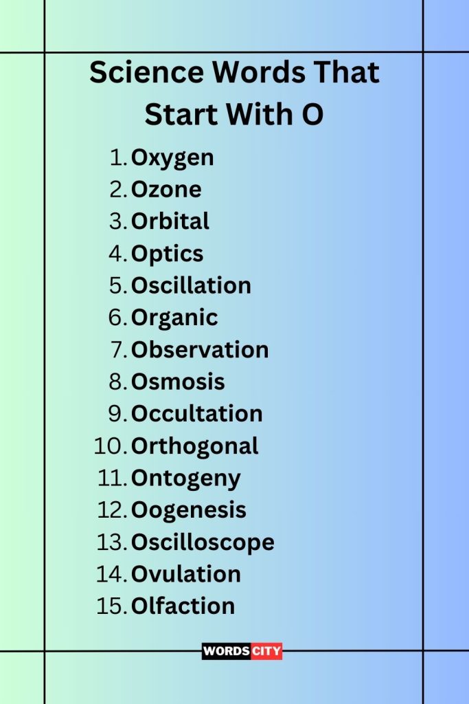 Science Words That Start With O