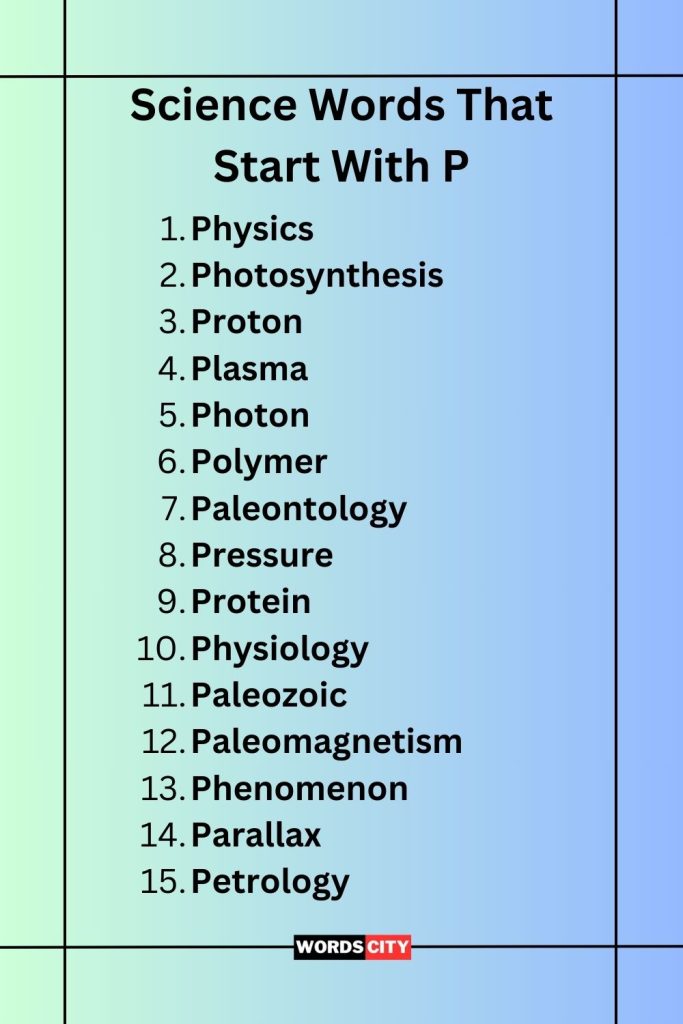 Science Words That Start With P