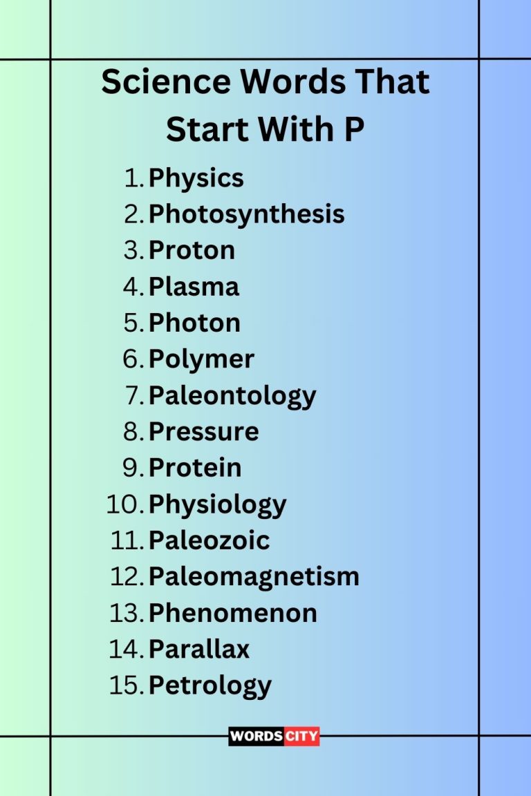 100 Science Words That Start With P - Words City