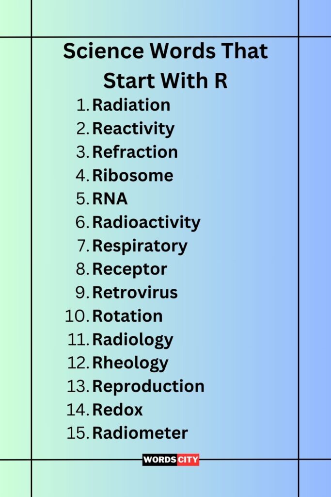 Science Words That Start With R