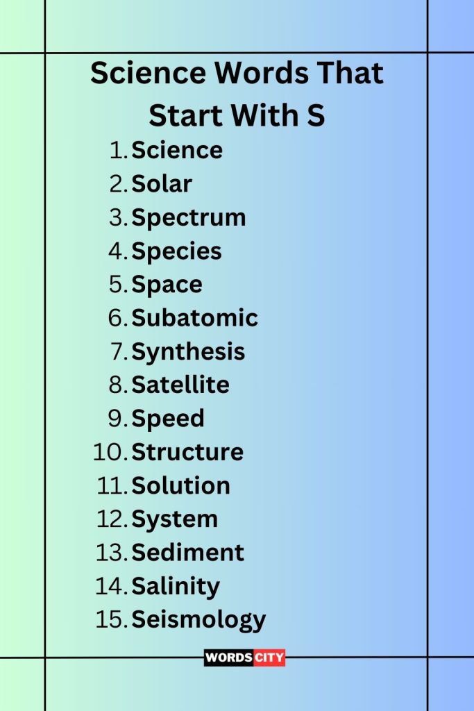 Science Words That Start With S