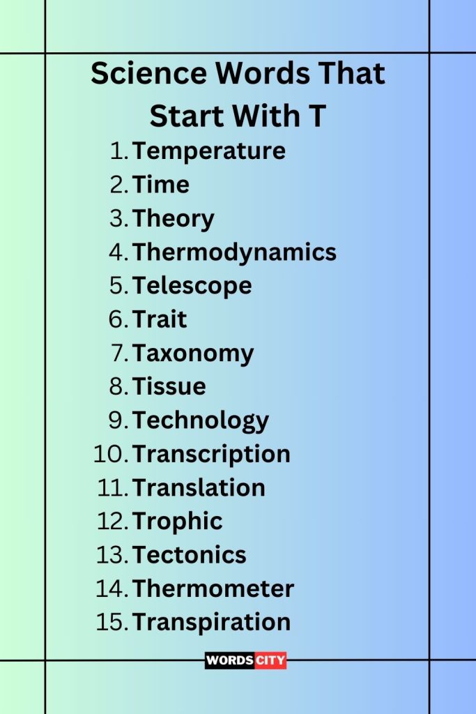 Science Words That Start With T