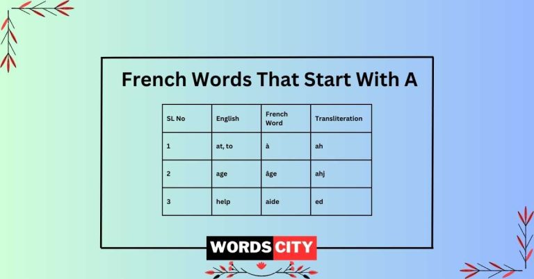 French Words That Start With A