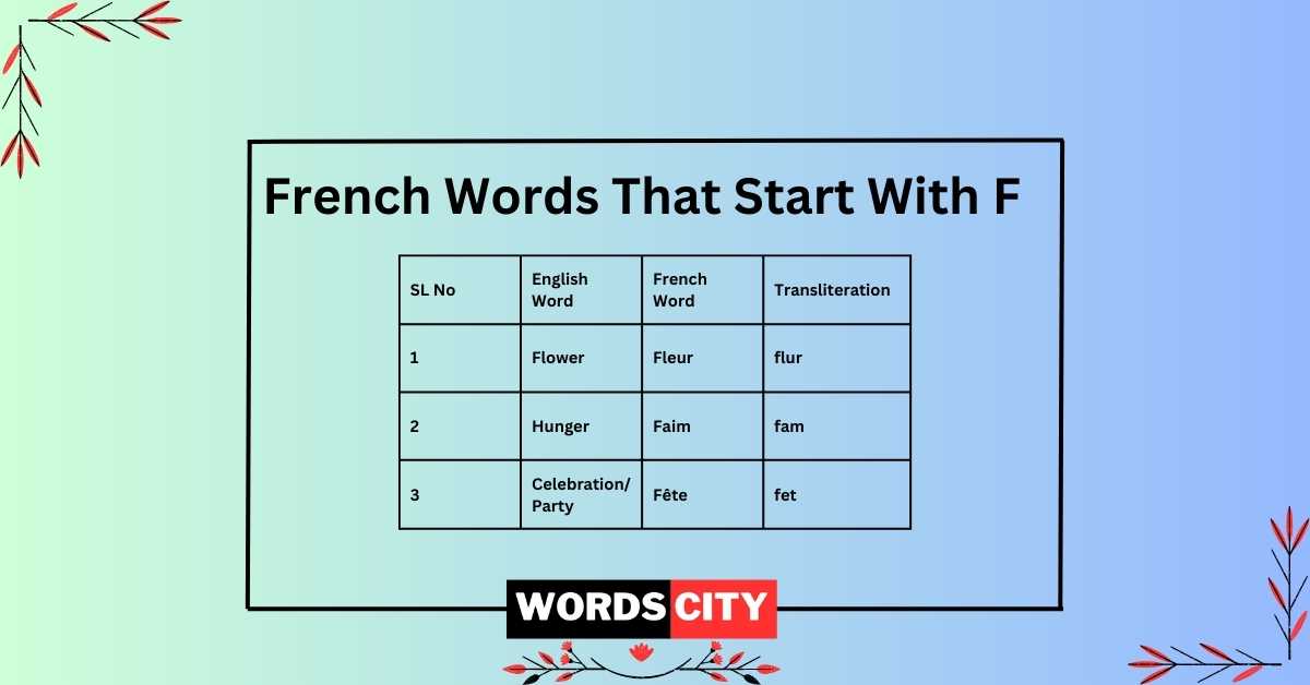 French Words That Start With F