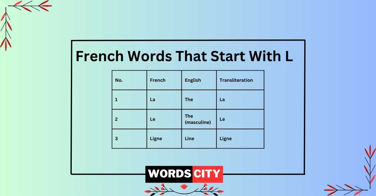 French Words That Start With L