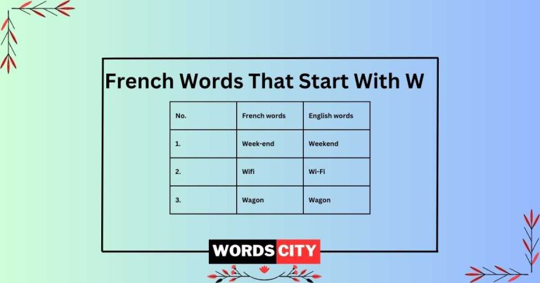 French Words That Start With W