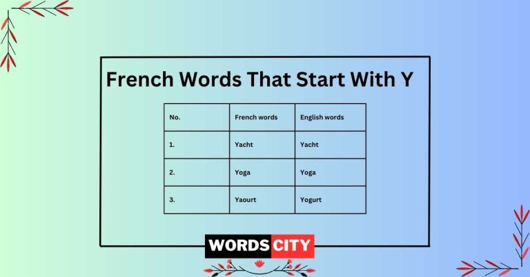 French Words That Start With Y