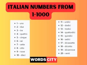 Italian Numbers from 1-100